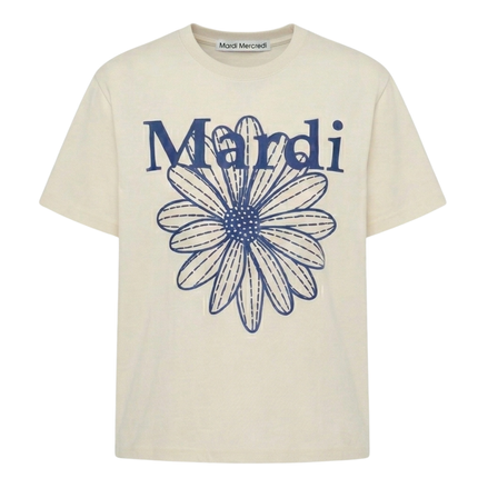 Mardi Mercredi - Tshirt Flowermardi NEEDLEWORK_Lightbeige Blue - T-Shirts - Korean Fashion | 4982-Studio