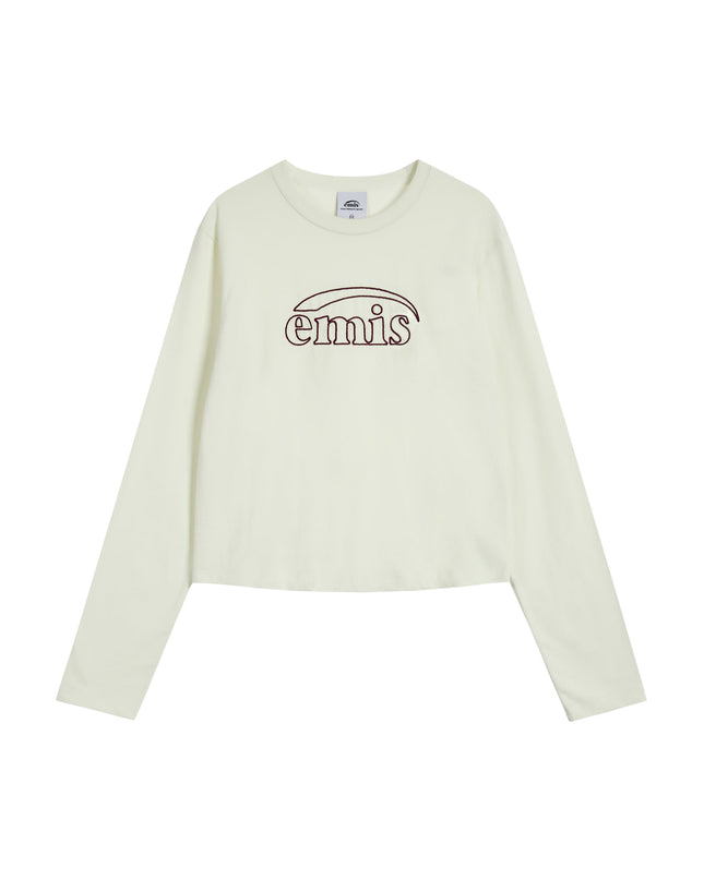 emis - (W) Long Sleeve Chain Stitch T-Shirt - T-Shirts - Korean Fashion | 4982-Studio