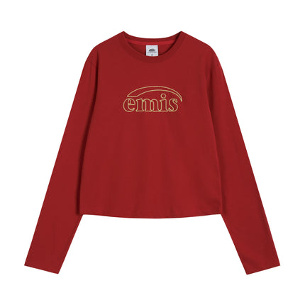 emis - (W) Long Sleeve Chain Stitch T-Shirt - T-Shirts - Korean Fashion | 4982-Studio